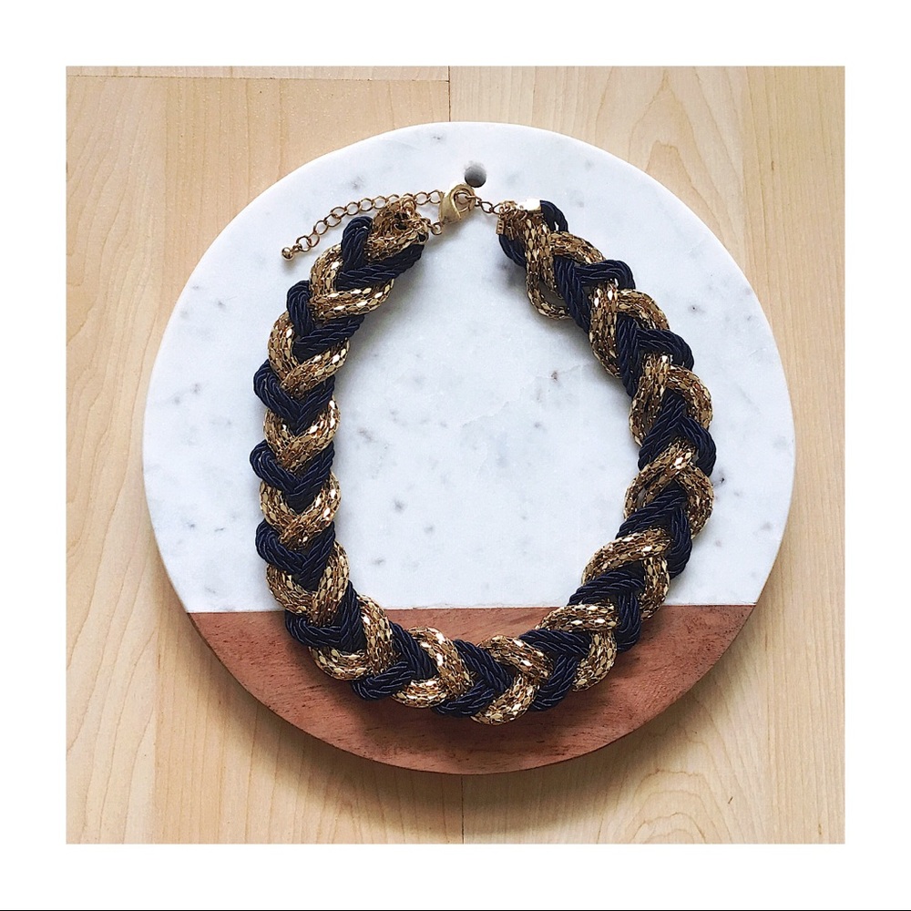Navy & Gold Braided Necklace